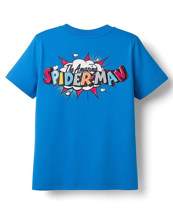 Babyhug Marvel Single Jersey Knit Half Sleeves T-Shirt With Spider-Man Graphics - Blue