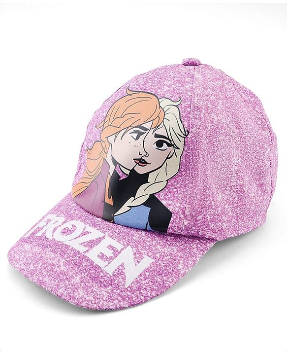 Babyhug Disney Cotton Woven Summer Cap With Disney Princess Graphics Purple - Diameter 16 cm