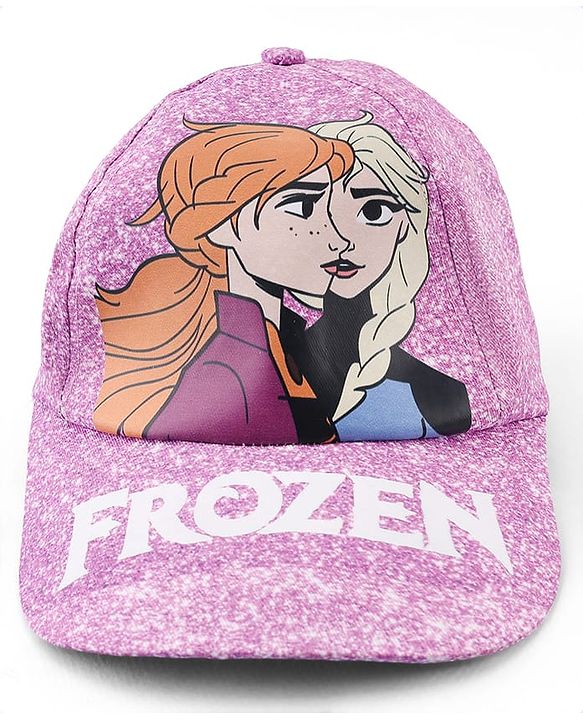Babyhug Disney Cotton Woven Summer Cap With Disney Princess Graphics Purple - Diameter 16 cm