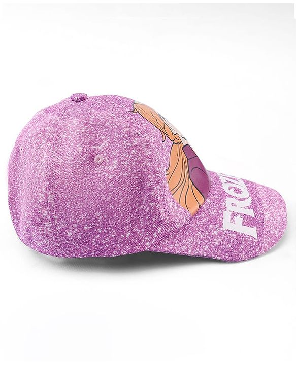 Babyhug Disney Cotton Woven Summer Cap With Disney Princess Graphics Purple - Diameter 16 cm