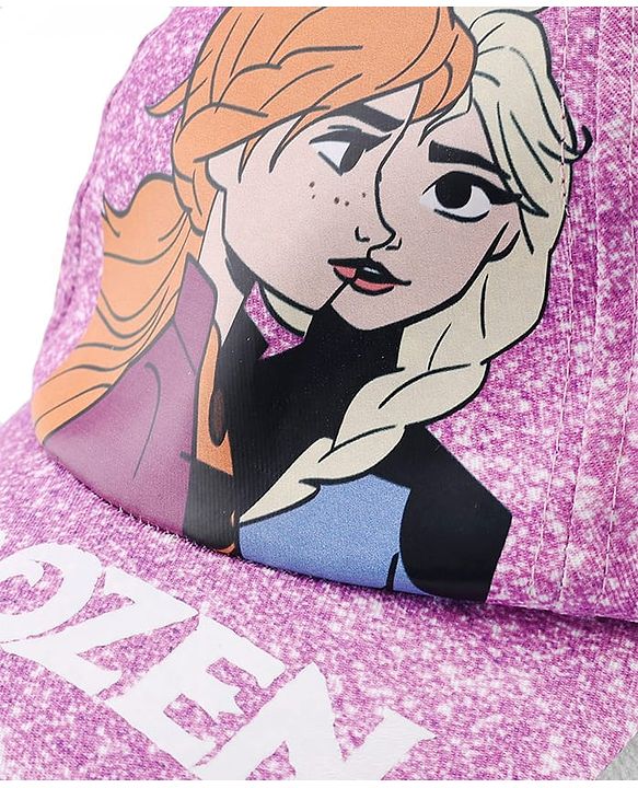 Babyhug Disney Cotton Woven Summer Cap With Disney Princess Graphics Purple - Diameter 16 cm