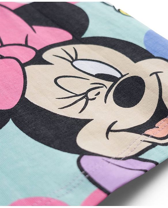 Babyhug Disney Single Jersey Knit Half Sleeves T-Shirt with Minnie Mouse & Daisy Print - Light Blue