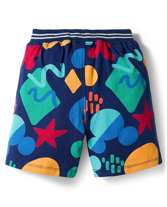 Babyhug Disney Single Jersey Knit Half Sleeves T-Shirt & Shorts Co-ord Set With Mickey Mouse Graphics - Navy Blue
