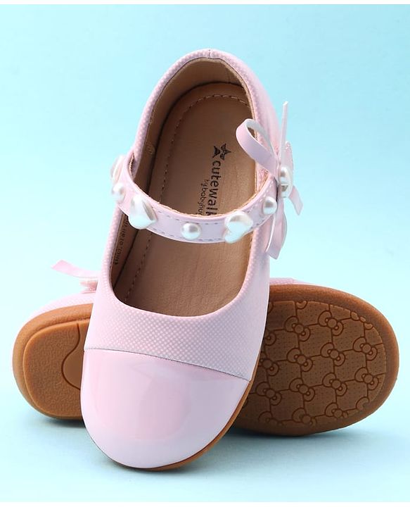 Cute Walk by Babyhug Ballerina with Velcro Closure & Heart Applique - Pink
