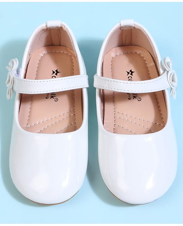 Cute Walk by Babyhug Velcro Closure Ballerina With Floral Applique - White