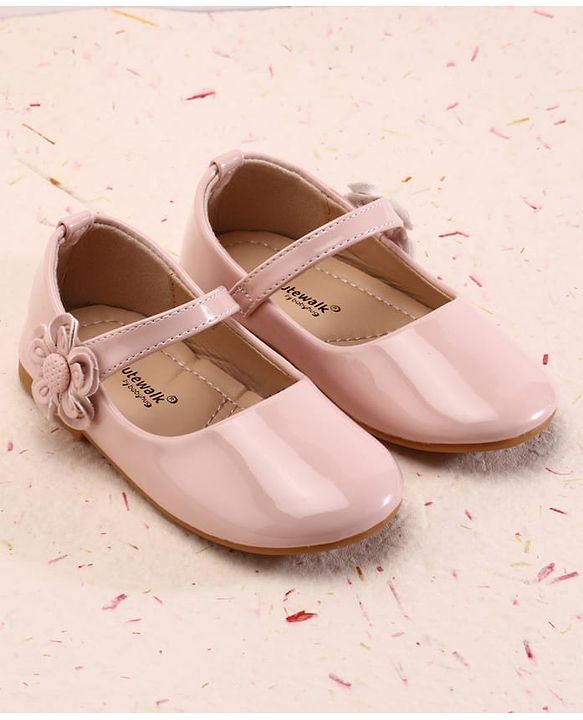 Cute Walk by Babyhug Velcro Closure Ballerina With Floral Applique - White