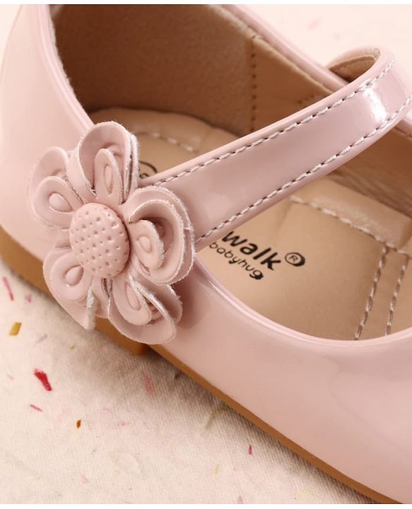 Cute Walk by Babyhug Velcro Closure Ballerina With Floral Applique - White