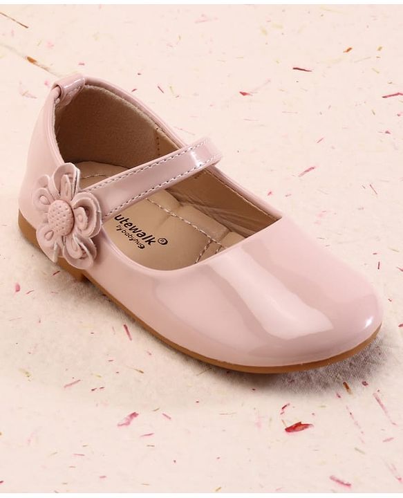 Cute Walk by Babyhug Velcro Closure Ballerina With Floral Applique - White