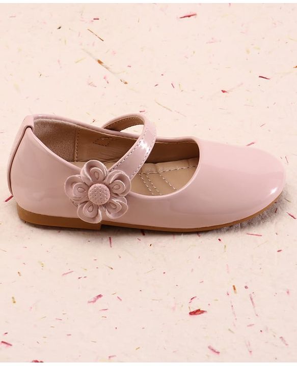 Cute Walk by Babyhug Velcro Closure Ballerina With Floral Applique - White