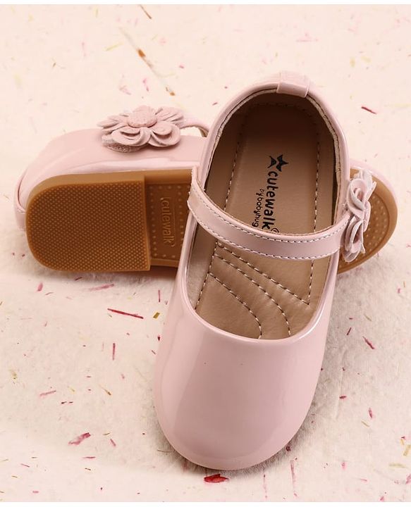 Cute Walk by Babyhug Velcro Closure Ballerina With Floral Applique - White