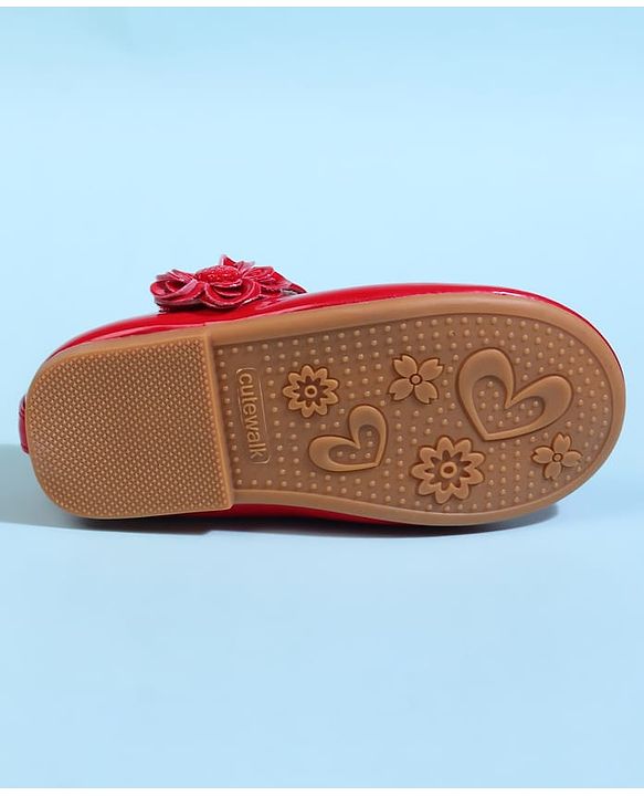 Cute Walk by Babyhug Velcro Closure Ballerina With Floral Applique - White