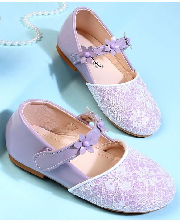 Cute Walk by Babyhug Ballerina With Velcro Closure & Floral Applique - Beige