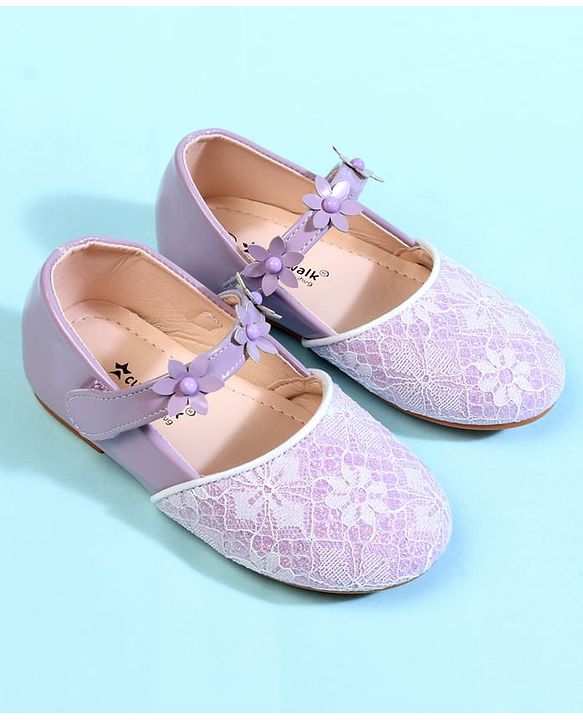 Cute Walk by Babyhug Ballerina With Velcro Closure & Floral Applique - Beige