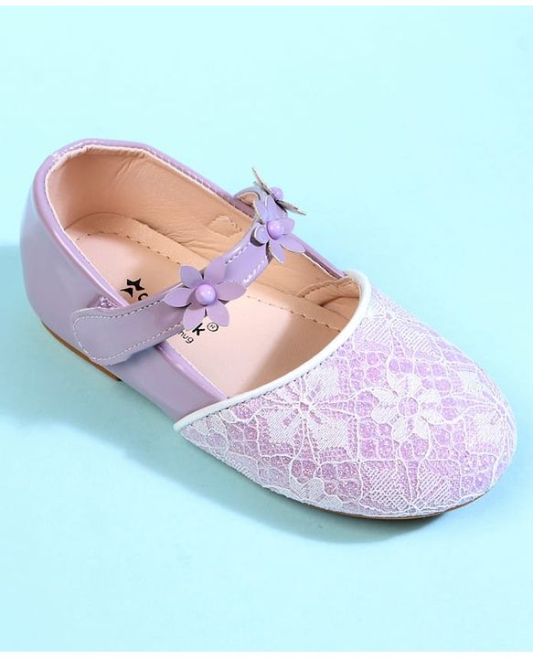Cute Walk by Babyhug Ballerina With Velcro Closure & Floral Applique - Beige