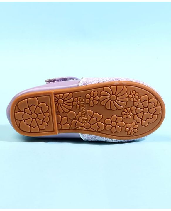 Cute Walk by Babyhug Ballerina With Velcro Closure & Floral Applique - Beige