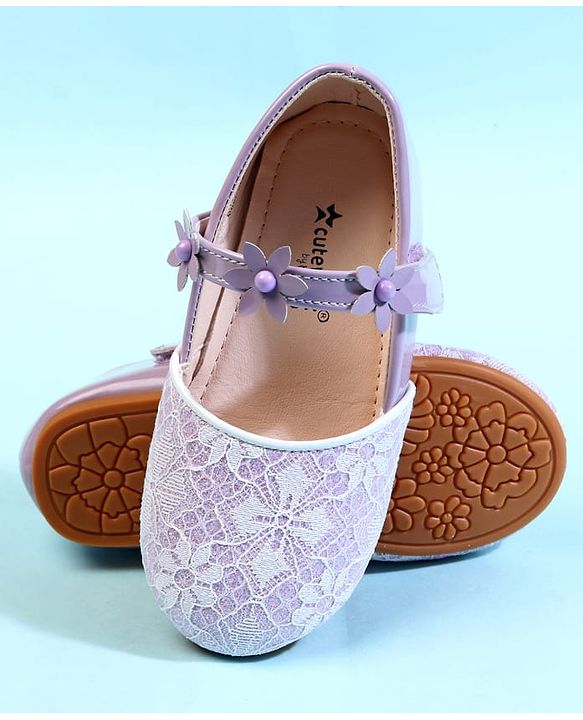 Cute Walk by Babyhug Ballerina With Velcro Closure & Floral Applique - Beige