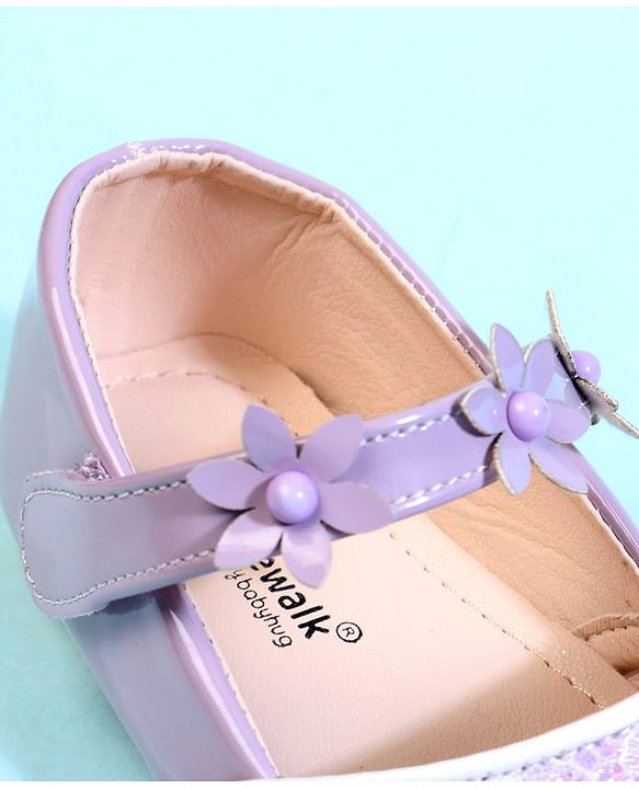 Cute Walk by Babyhug Ballerina With Velcro Closure & Floral Applique - Beige