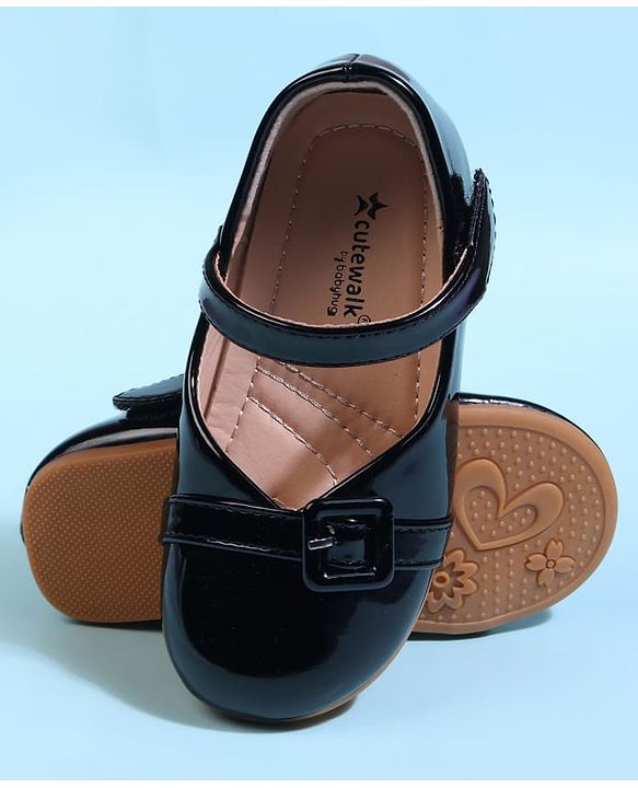 Cute Walk by Babyhug Velcro Closure Solid Ballerina - Black
