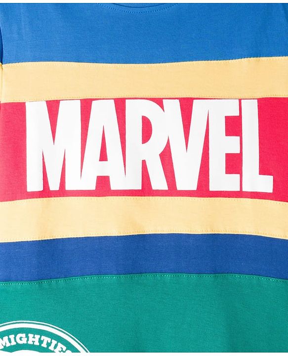 Pine Kids Marvel Single Jersey Knit Full Sleeves Cut & Sew T-Shirt with Avengers Graphic - Multicolor