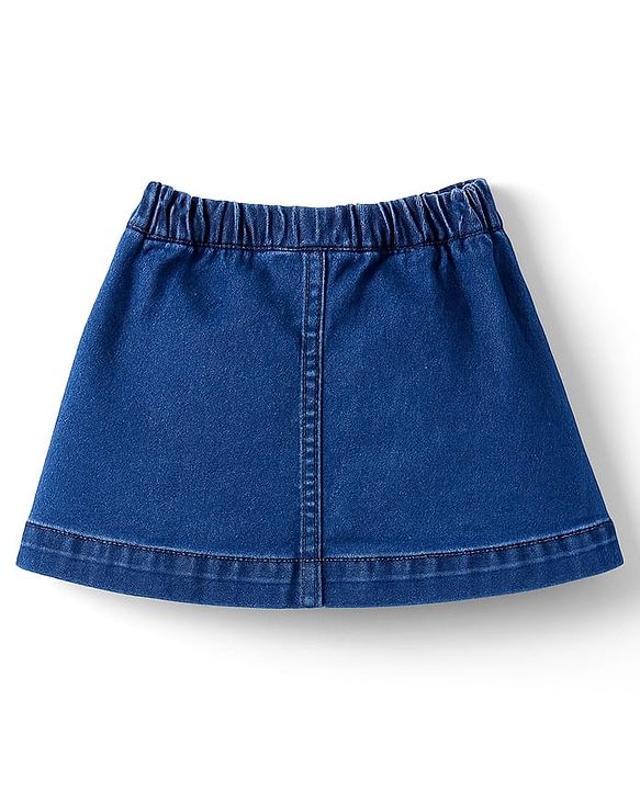Babyhug Disney Single Jersey Knit Half Sleeves Top & Denim Skirt Set With Aristocrats Marie Graphics - Pink & Blue