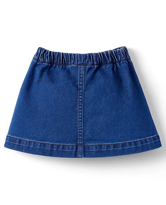 Babyhug Disney Single Jersey Knit Half Sleeves Top & Denim Skirt Set With Aristocrats Marie Graphics - Pink & Blue