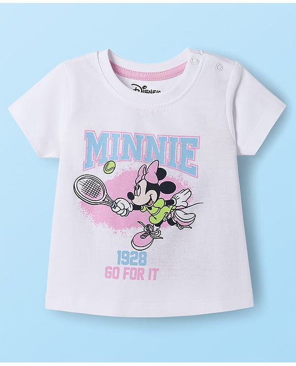 Babyhug Disney Single Jersey Knit Half Sleeves T-Shirts & Shorts Set with Minnie Mouse Graphic - Multicolor