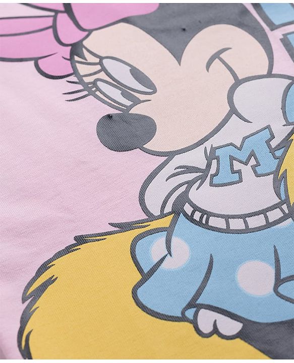 Babyhug Disney Single Jersey Knit Half Sleeves T-Shirts & Shorts Set with Minnie Mouse Graphic - Multicolor