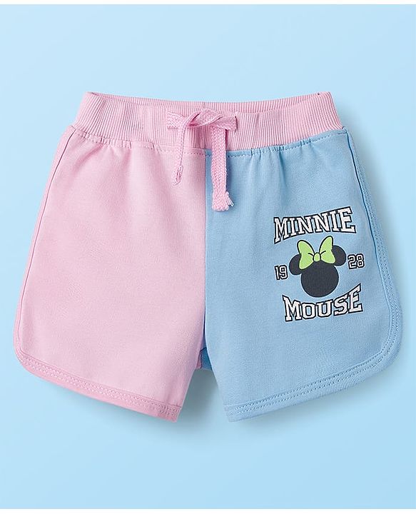 Babyhug Disney Single Jersey Knit Half Sleeves T-Shirts & Shorts Set with Minnie Mouse Graphic - Multicolor