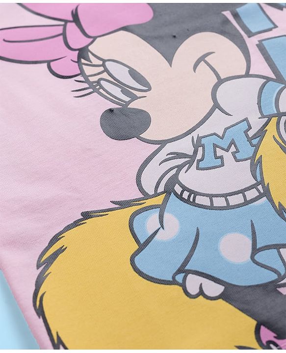 Babyhug Disney Single Jersey Knit Half Sleeves T-Shirts & Shorts Set with Minnie Mouse Graphic - Multicolor