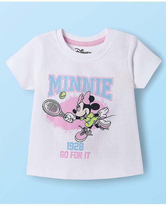 Babyhug Disney Single Jersey Knit Half Sleeves T-Shirts & Shorts Set with Minnie Mouse Graphic - Multicolor