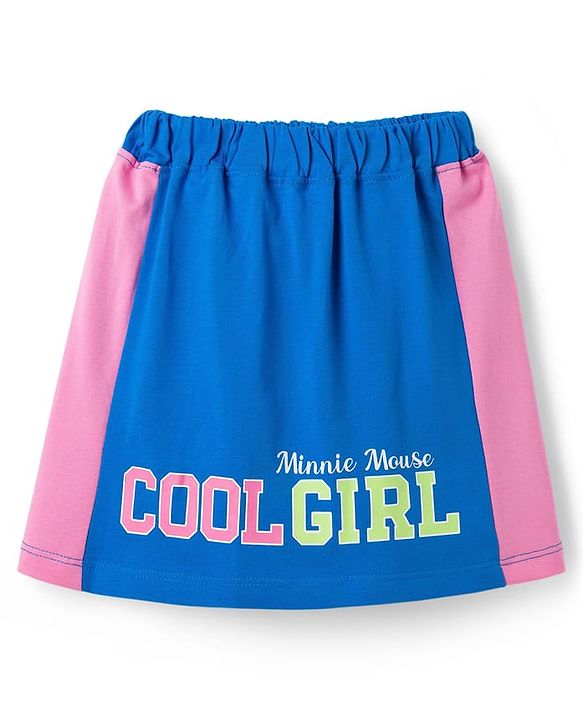 Babyhug Disney 100% Cotton Knit Half Sleeves Cut N Sew Top & Skirt With Minnie Mouse Front & Back Print - Multicolour