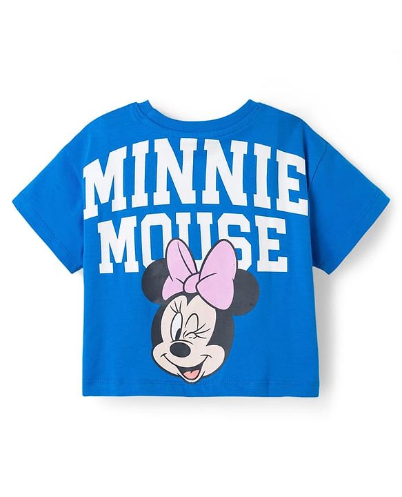 Babyhug Disney 100% Cotton Knit Half Sleeves Cut N Sew Top & Skirt With Minnie Mouse Front & Back Print - Multicolour