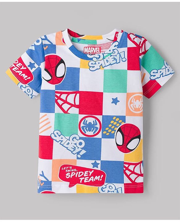 Babyhug Marvel 100% Cotton Knit Half Sleeves T-Shirt With Spider Man Graphic Pack of 3 - Multicolour