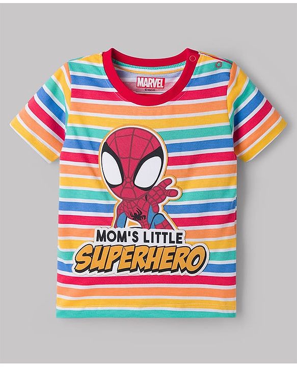 Babyhug Marvel 100% Cotton Knit Half Sleeves T-Shirt With Spider Man Graphic Pack of 3 - Multicolour
