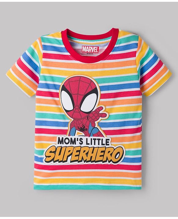 Babyhug Marvel 100% Cotton Knit Half Sleeves T-Shirt With Spider Man Graphic Pack of 3 - Multicolour