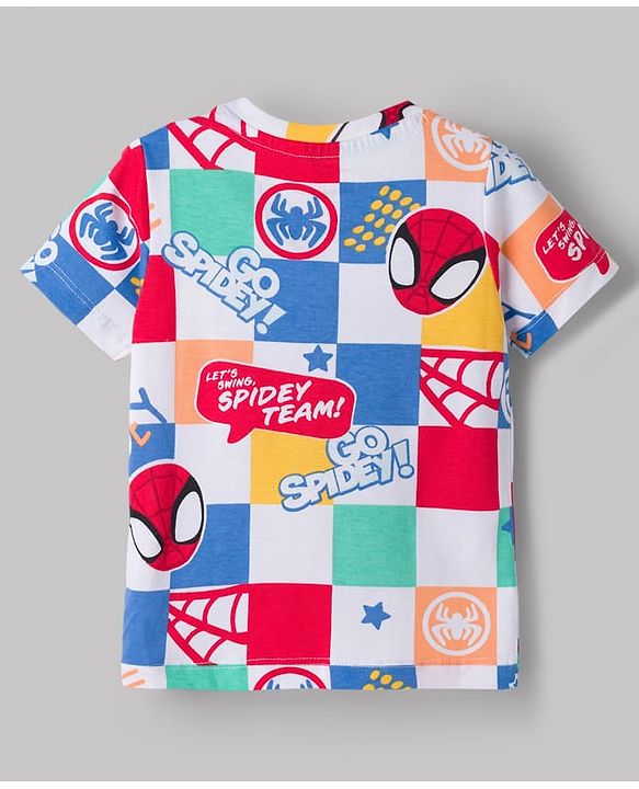 Babyhug Marvel 100% Cotton Knit Half Sleeves T-Shirt With Spider Man Graphic Pack of 3 - Multicolour