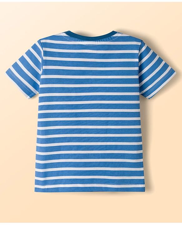 Babyhug Marvel Single Jersey Knit Half Sleeves Striped T-Shirt & Dungaree with Spiderman Print - Multicolor