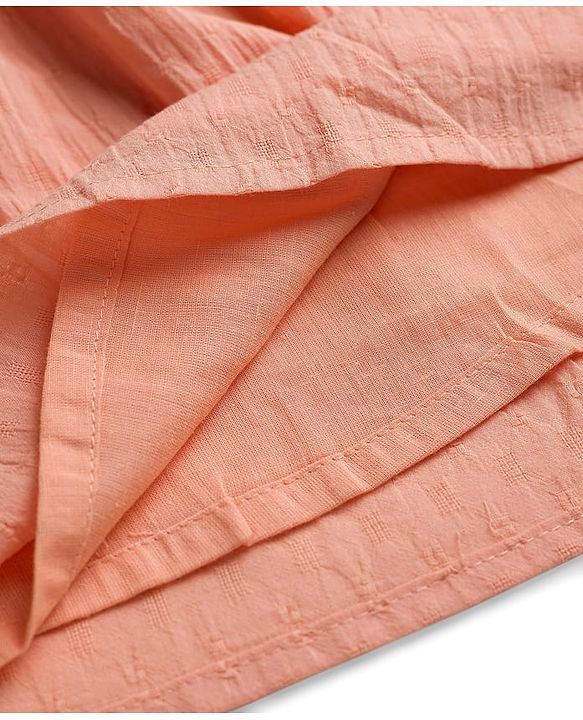 Babyhug Cotton Woven Half Sleeves Drop Shoulder Antibacterial Frock With Floral Embroidery - Orange