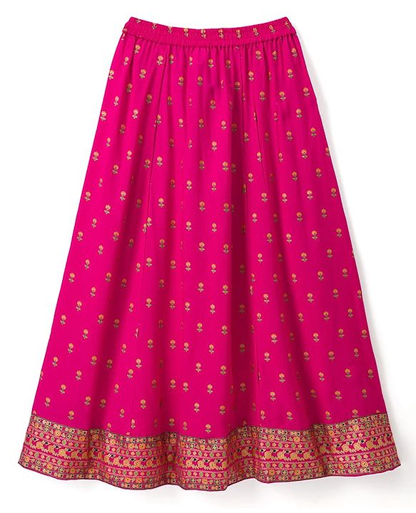 Pine Kids Viscose Woven Sleeveless Lehenga Choli & Dupatta With Floral Print & Embroidery - Pink