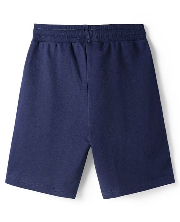Pine Active Cotton Knit Bio Wash Knee Length Solid Color Shorts - Navy Blue
