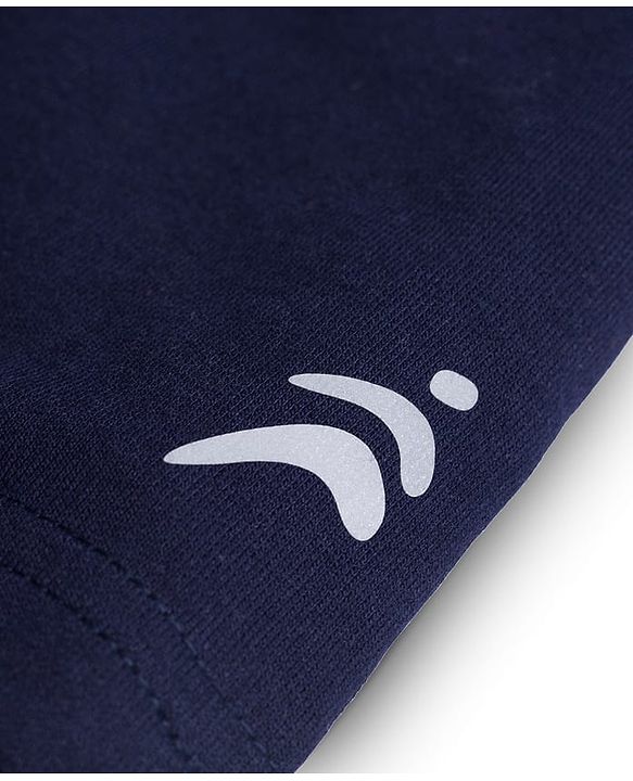 Pine Active Cotton Knit Bio Wash Knee Length Solid Color Shorts - Navy Blue