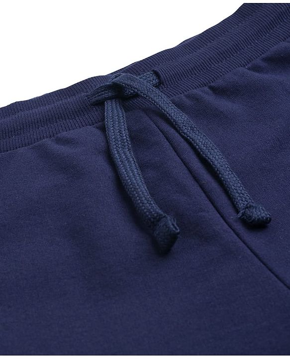 Pine Active Cotton Knit Bio Wash Knee Length Solid Color Shorts - Navy Blue