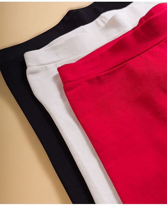Pine Kids Cotton Lycra Knit Above Knee Length Solid Colour Shorts Pack Of 3 - Colour May Vary
