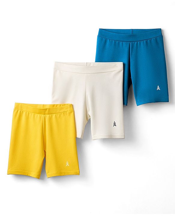 Pine Kids Cotton Lycra Knit Above Knee Length Cycling Short Pack Of 3 (Colour May Vary)