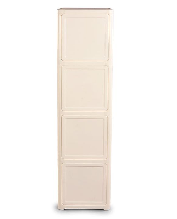 Babyhug 4 Layer Sun & Cloud Theme High Density Plastic Storage Cabinet for Kids - White| Multipurpose Organizer for Toys, Books & Clothes| Easy to Install| Easy Open Shelves| Nursery Organizer