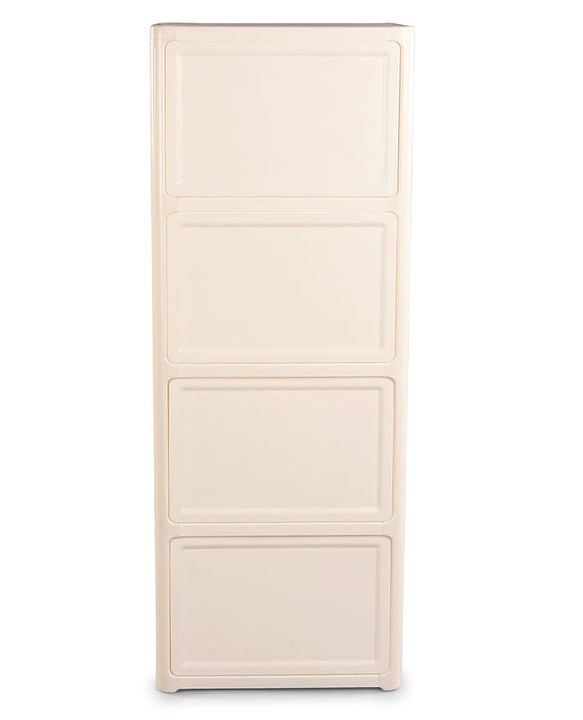 Babyhug 4 Layer Sun & Cloud Theme High Density Plastic Storage Cabinet for Kids - White| Multipurpose Organizer for Toys, Books & Clothes| Easy to Install| Easy Open Shelves| Nursery Organizer