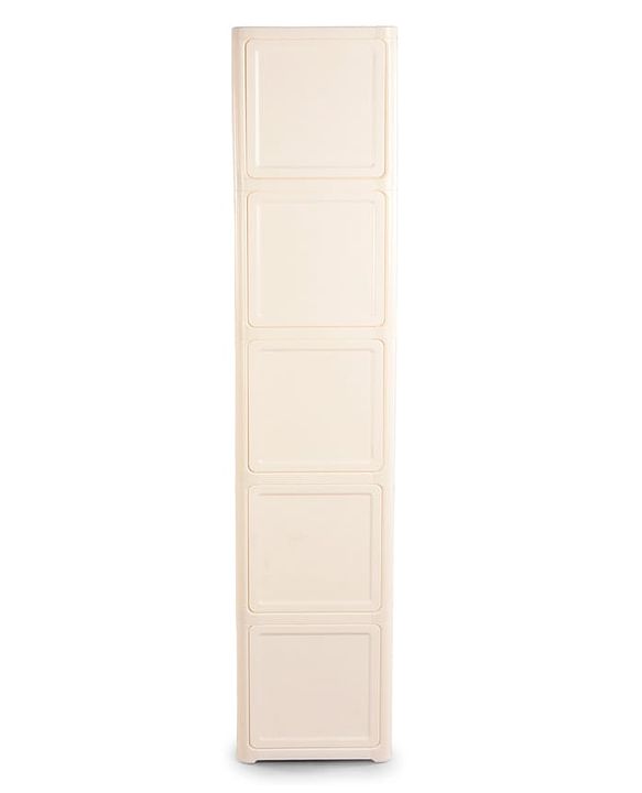 Babyhug 4 Layer Sun & Cloud Theme High Density Plastic Storage Cabinet for Kids - White| Multipurpose Organizer for Toys, Books & Clothes| Easy to Install| Easy Open Shelves| Nursery Organizer