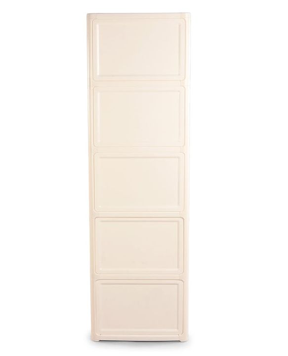 Babyhug 4 Layer Sun & Cloud Theme High Density Plastic Storage Cabinet for Kids - White| Multipurpose Organizer for Toys, Books & Clothes| Easy to Install| Easy Open Shelves| Nursery Organizer