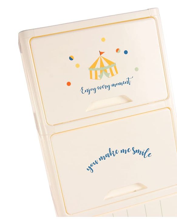 Babyhug 4 Layer Sun & Cloud Theme High Density Plastic Storage Cabinet for Kids - White| Multipurpose Organizer for Toys, Books & Clothes| Easy to Install| Easy Open Shelves| Nursery Organizer