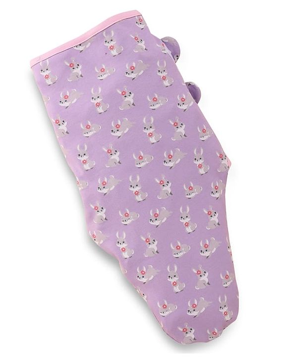 Babyhug 100% Interlock Cotton Baby Swaddle Wrapper Pack of 2 - Rabbit & Rainbow Print|Soft Breathable Fabric| Newborn Swaddling Wrap| Secure Velcro Closure| New Born Essential| Prevents Startle Effect